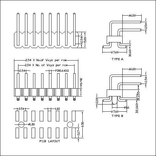 2.54 mm Pin Header Dual Row Straight SMT Type Plane Bending PHEM08-XXD